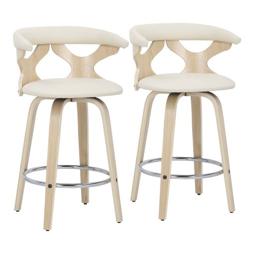 LumiSource Gardenia Counter Stools, Natural/Cream, Set Of 2 Stools