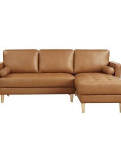 Lifestyle Solutions Lillian Vegan Leather Sectional Sofa, 33-1/2”H X 83-1/8”W x 60-5/8”D, Caramel 2