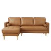 Lifestyle Solutions Lillian Vegan Leather Sectional Sofa, 33-1/2”H X 83-1/8”W x 60-5/8”D, Caramel