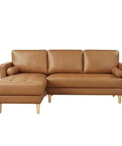 Lifestyle Solutions Lillian Vegan Leather Sectional Sofa, 33-1/2”H X 83-1/8”W x 60-5/8”D, Caramel
