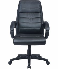 Lorell® Deluxe Ergonomic Bonded Leather High-Back Chair, Black 2