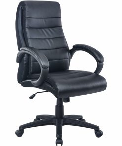 Lorell® Deluxe Ergonomic Bonded Leather High-Back Chair, Black