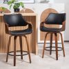 Glamour Home Beasley Faux Leather Counter Height Stool With Back, Black