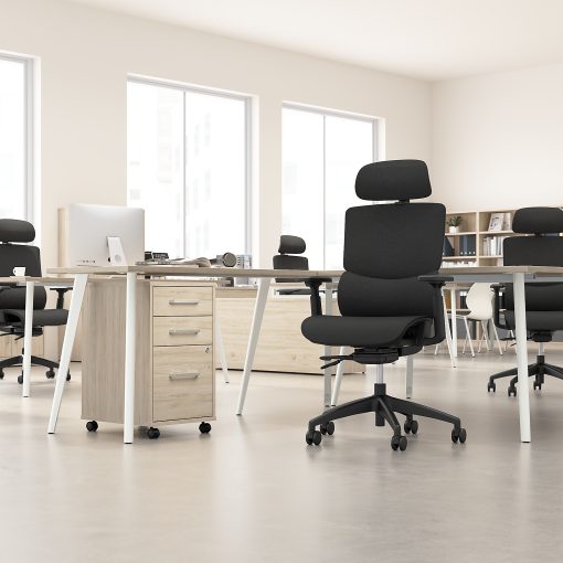 Bush Business Furniture Align Fabric High Back Ergonomic Office Chair with Lumbar Support, Black Nylon Mesh, Standard Deliver Service - Image 2