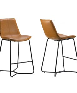 Glamour Home Amery Bar Stools, Black/Cappuccino, Set Of 2 Stools