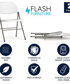 Flash Furniture HERCULES Plastic Folding Chairs, White/Gray, Set Of 2 Chairs 2
