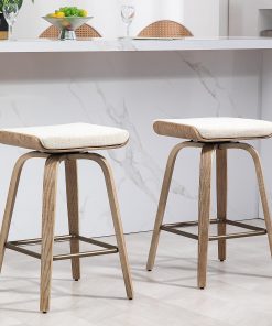 Glamour Home Beatrix Fabric Counter Height Stools, Beige, Set Of 2 Stools 2