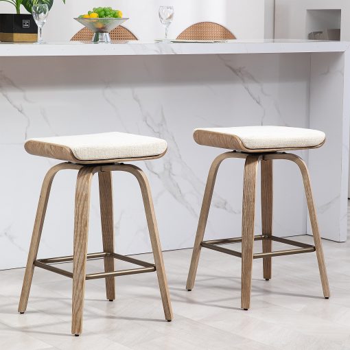 Glamour Home Beatrix Fabric Counter Height Stools, Beige, Set Of 2 Stools - Image 2
