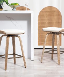 Glamour Home Beatrix Fabric Counter Height Stools, Beige, Set Of 2 Stools