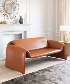 Zuo Horten Faux Leather Sofa, 25-5/8”H x 69-3/4”W x 31-15/16”D, Brown 2