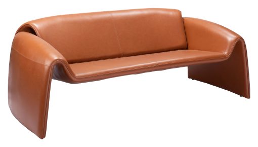 Zuo Horten Faux Leather Sofa, 25-5/8”H x 69-3/4”W x 31-15/16”D, Brown