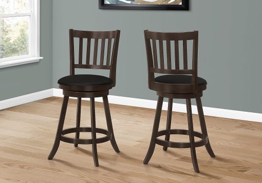 Monarch Specialties Arden Bar Stools, Espresso/Black, Set Of 2 Stools - Image 2