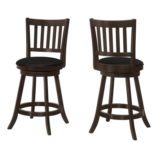 Monarch Specialties Arden Bar Stools, Espresso/Black, Set Of 2 Stools
