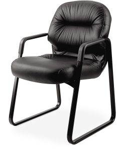 HON® Pillow-Soft® Bonded Leather Guest Chair, Black 2