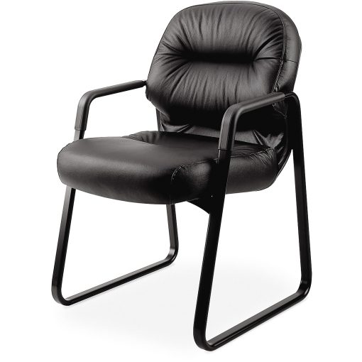 HON® Pillow-Soft® Bonded Leather Guest Chair, Black - Image 2
