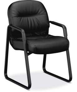 HON® Pillow-Soft® Bonded Leather Guest Chair, Black