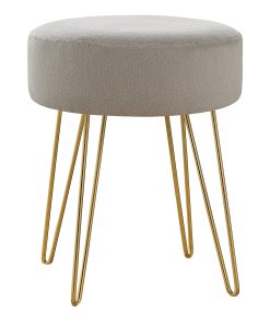 Monarch Specialties Sharon Ottoman With Hairpin Legs, Beige/Gold