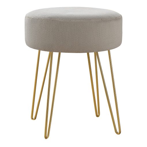 Monarch Specialties Sharon Ottoman With Hairpin Legs, Beige/Gold