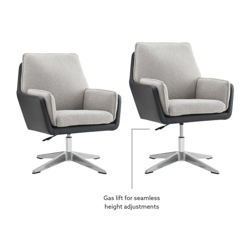 Linon Myra Swivel Accent Chair, Black/Gray/Chrome - Image 2