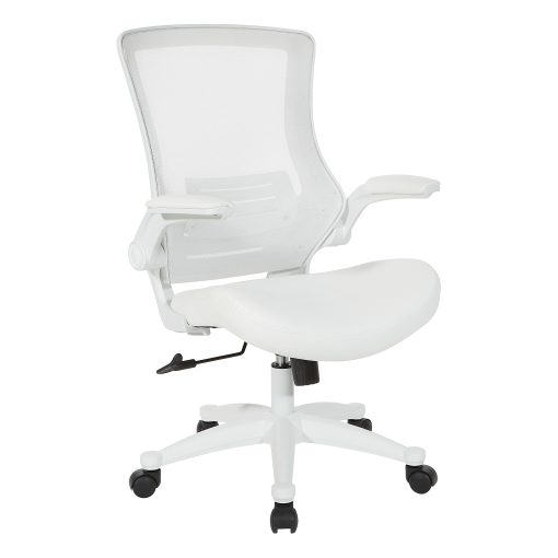 Office Star™ Work Smart Faux Leather Screen-Back Manager Chair With Padded Flip Arms, White - Image 2
