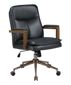 Office Star Woodlands Faux Leather High-Back Executive Office Chair, Black