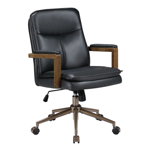 Office Star Woodlands Faux Leather High-Back Executive Office Chair, Black