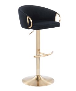 Lumisource Claire Adjustable Bar Stools, Black/Gold, Set Of 2 Stools, BSCLAIRE2AUVBK2 2