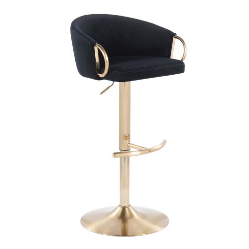 Lumisource Claire Adjustable Bar Stools, Black/Gold, Set Of 2 Stools, BSCLAIRE2AUVBK2 - Image 2