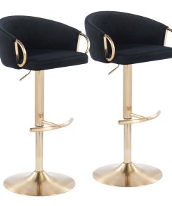 Lumisource Claire Adjustable Bar Stools, Black/Gold, Set Of 2 Stools, BSCLAIRE2AUVBK2