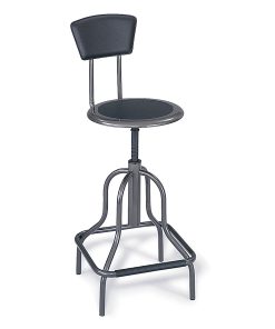 Safco® Diesel Bonded Leather High-Base Stool With Back, Pewter