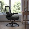 Flash Furniture Mid-Back Mesh Ergonomic Drafting Chair with Adjustable Foot Ring and Flip-Up Arms, Dark Gray 3