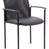 Boss Office Products LeatherPlus™ Bonded Leather Drafting Stool, Black/Chrome 3