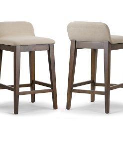 Glamour Home Atia Upholstered Fabric Counter-Height Stools With Backs, Beige/Brown, Set Of 2 Stools 2