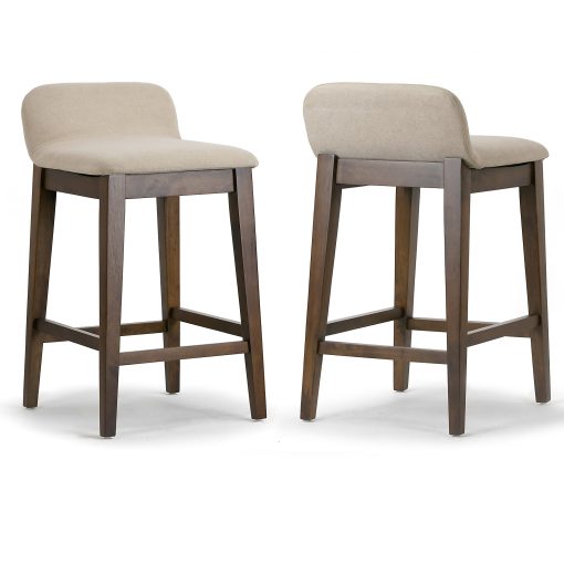 Glamour Home Atia Upholstered Fabric Counter-Height Stools With Backs, Beige/Brown, Set Of 2 Stools - Image 2