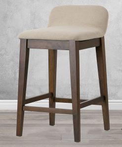 Glamour Home Atia Upholstered Fabric Counter-Height Stools With Backs, Beige/Brown, Set Of 2 Stools