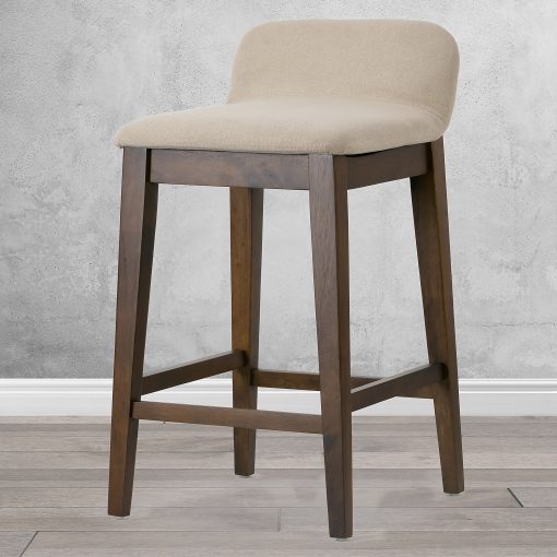 Glamour Home Atia Upholstered Fabric Counter-Height Stools With Backs, Beige/Brown, Set Of 2 Stools