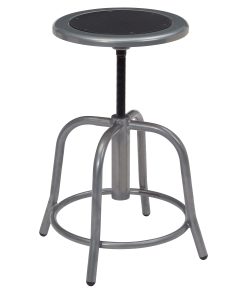National Public Seating® 18” – 24” Height Adjustable Swivel Stool, Black Steel Seat, Gray Frame 2
