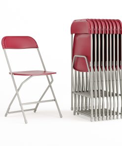 Flash Furniture HERCULES Series Premium Plastic Folding Chairs, Red, Set Of 10 Chairs
