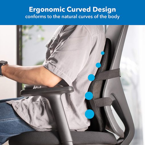 Mount-It! Ergo Collection Lumbar Support, 18-1/2”H x 15-3/4”W x 4-3/16”D, Black - Image 2