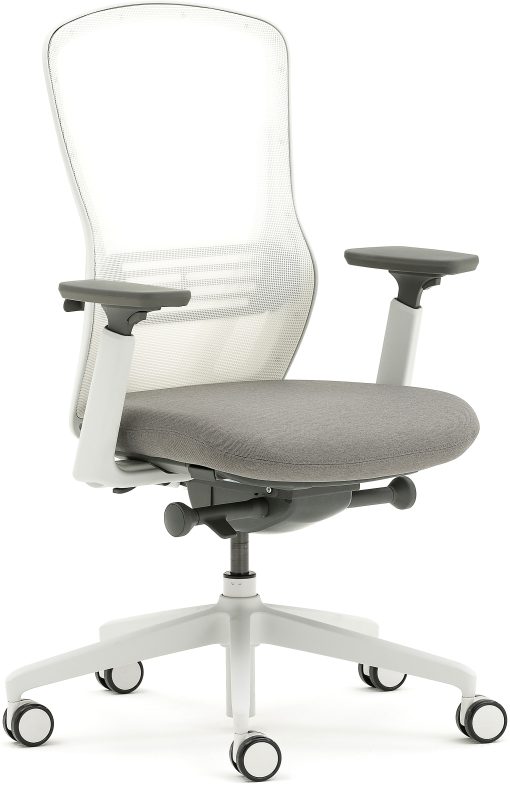 Allermuir Ousby Ergonomic Fabric Mid-Back Task Chair, Light Gray/Snow/Slate - Image 2