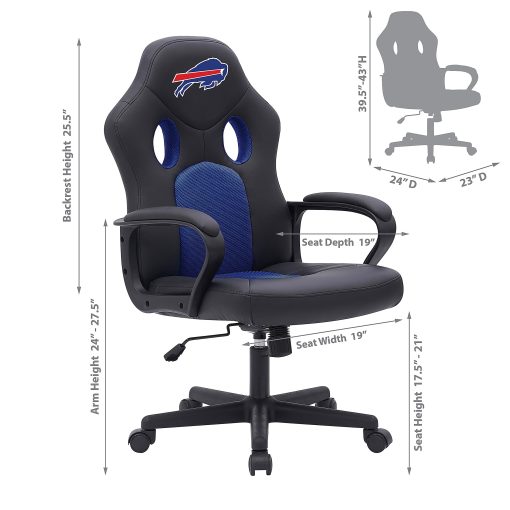 Imperial NFL Vision Faux Leather/Mesh High-Back Computer Gaming Chair, Buffalo Bills - Image 2