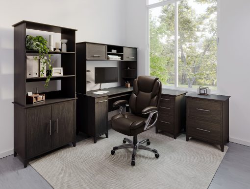 Realspace® Cressfield Bonded Leather High-Back Executive Office Chair, Brown/Silver, BIFMA Compliant - Image 2