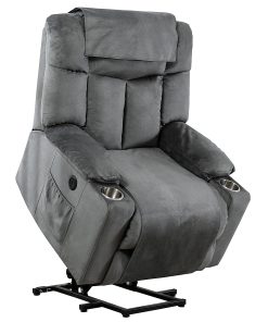Bestier Microfiber Oversize Power Lift Recliner Accent Chair With 2-Cup Holder, USB And Chair Covers, Gray