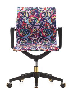 Raynor® Elizabeth Sutton Wynwood Lost in Color Fabric Mid-Back Task Chair, Multi Rose/Black/Gold 2