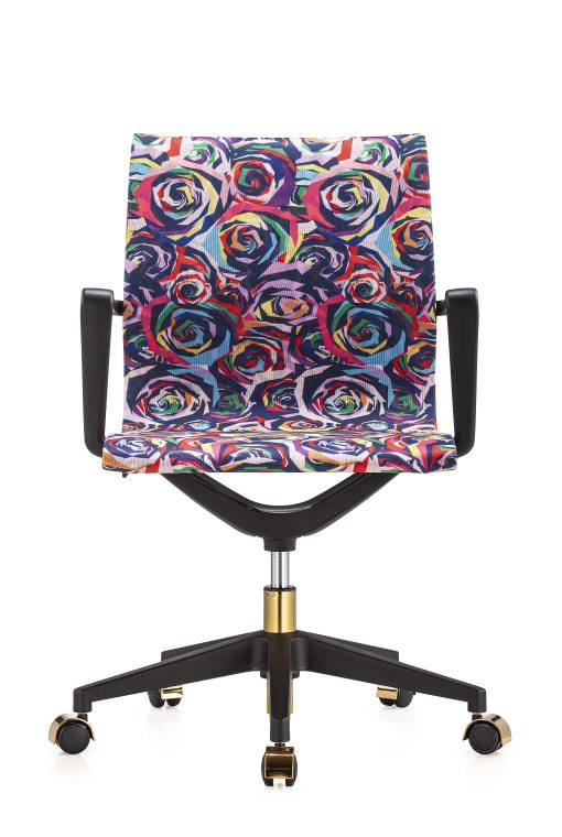 Raynor® Elizabeth Sutton Wynwood Lost in Color Fabric Mid-Back Task Chair, Multi Rose/Black/Gold - Image 2