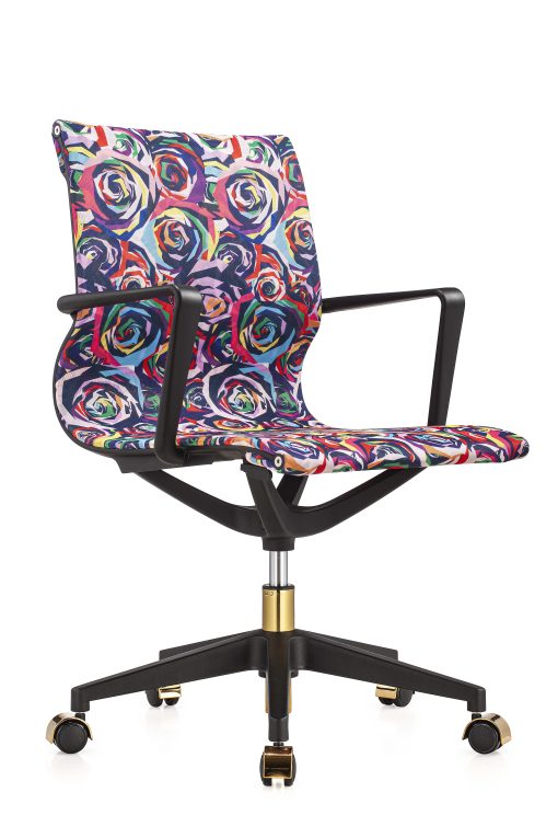 Raynor® Elizabeth Sutton Wynwood Lost in Color Fabric Mid-Back Task Chair, Multi Rose/Black/Gold