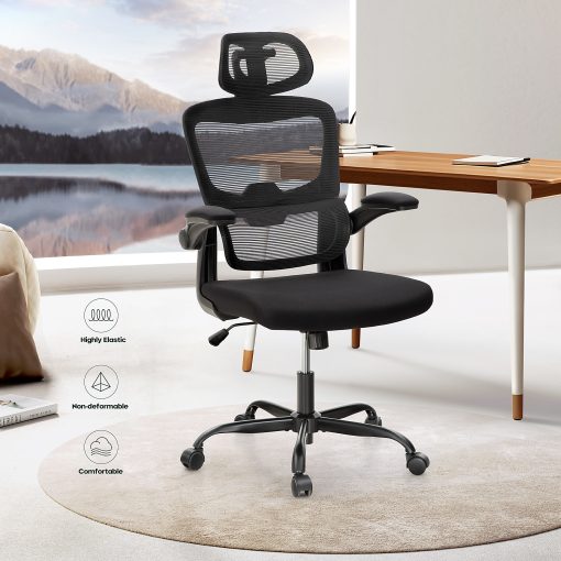 ALPHA HOME Ergonomic Mesh High-Back Task Chair, Black - Image 2