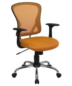 Flash Furniture Mesh Mid-Back Task Chair, Orange/Black/Chrome 2
