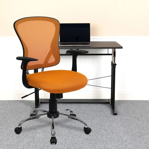 Flash Furniture Mesh Mid-Back Task Chair, Orange/Black/Chrome