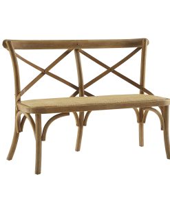 Linon Corie Bentwood Bench With Backrest, 35"H x 44-1/2"W x 24-1/2"D, Brown